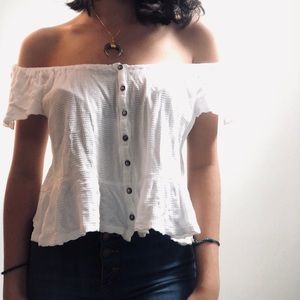 Off the shoulder white top